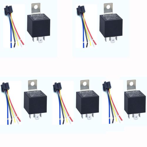 5 x car truck auto 12v 30a/40a spst relay relays 5 pin 5p &amp; socket 4 wire