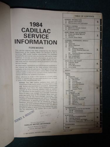 1984 cadillac shop book /  original book hard-bound library copy