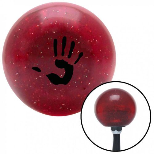 Black hand print red metal flake shift knob with 16mm x 1.5 insert line out