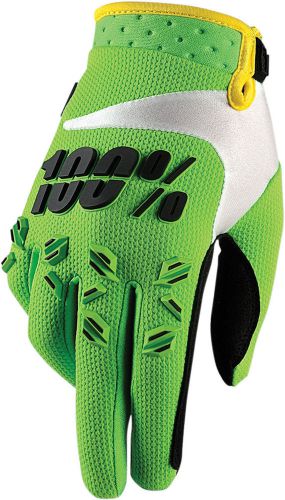 100% motorcycle riding glove youth airmatic green s / small 10004-077-04