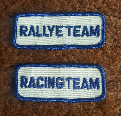 2 vintage 1960&#039;s embroidered race car patches rallye racing team old stock