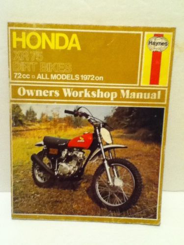 1972 honda xr75 dirt bikes owners workshop manual