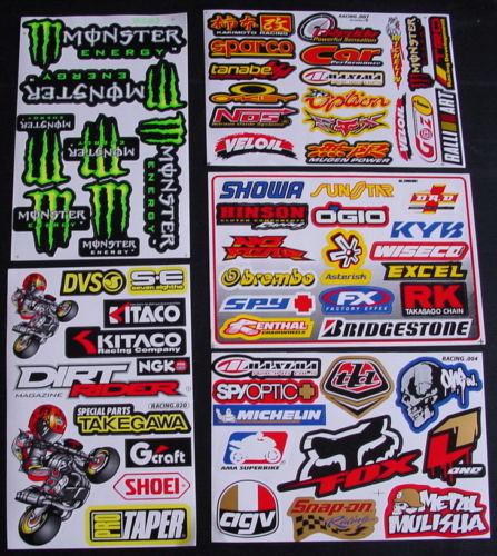 5 sheets stickers bike dirt motocross energy drink sport scooter bmx pit mx x\l