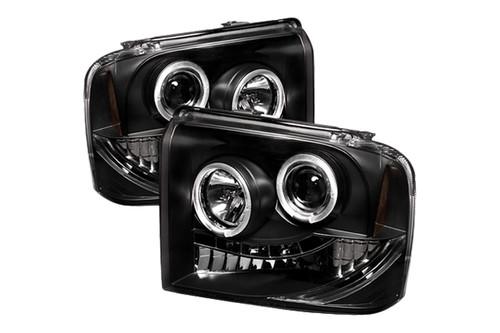 Spyder fs05hl black clear halo projector headlights head light w leds