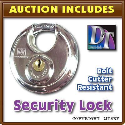 Dt stainless steel security disc pad lock 2-3/4" - new!