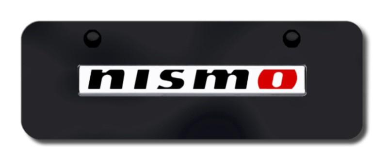 Nissan nismo name non-reverse chr/blk/mini license plate (red 'o') made in usa