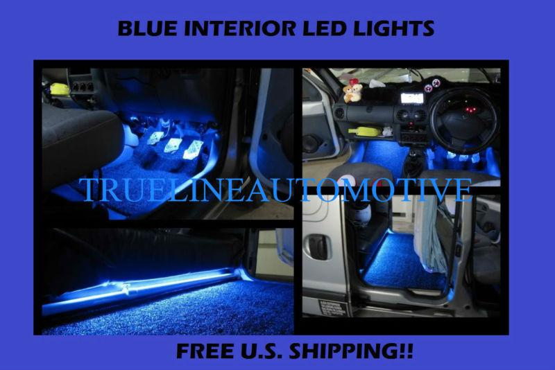 Blue 2x 12'' interior footwell floor light strips diy under dash trunk lights