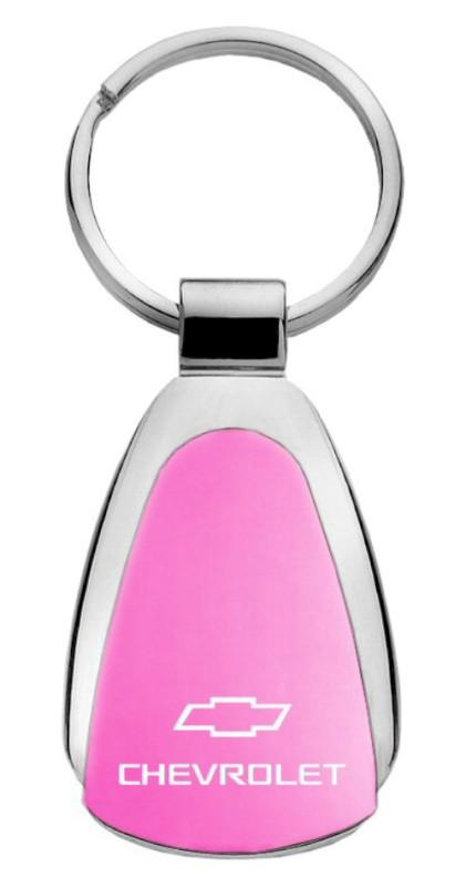 Gm chevrolet pink teardrop keychain / key fob engraved in usa genuine