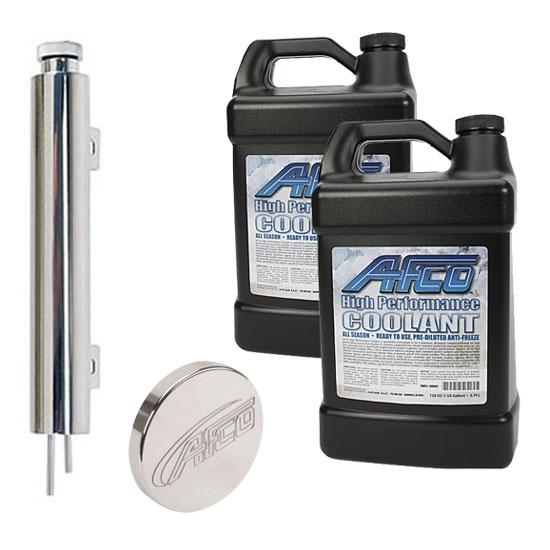 New afco radiator combo pack, cap, 2 gallons of coolant, polished recovery tank