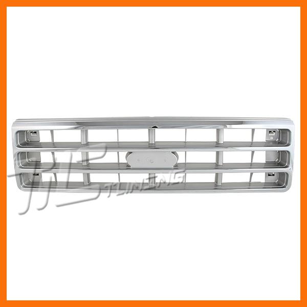 87-88 ford f150 f250 f350 bronco chrome frame silver bar front plastic grille