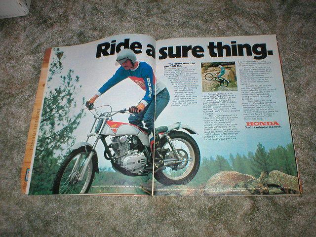 1975 honda trials tl-250 & tl-125 cycle ad with sammy miller tl125 tl250  2 pgs