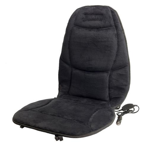 Heated car seat cushion w lumbar support truck suv auto black velour new