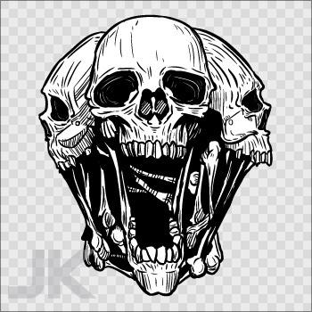 Decals sticker skull skulls 3 heads 0500 ab4fz