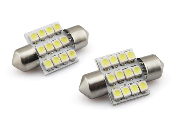 2x 31mm 12 led smd festoon dome light lamp car bulbs white 3021 3022 de3175 new