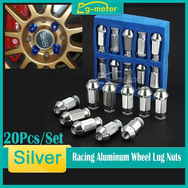 20x silver m12x1.5mm car racing wheel lug nuts aluminum for honda toyota bmw