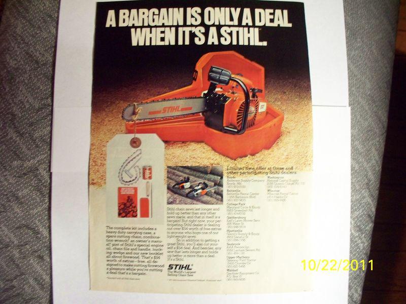 1977 stihl chainsaw in rare,original ad from '77! great gift idea for your woody