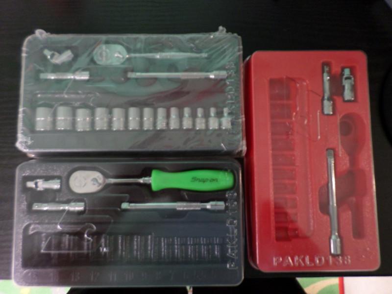 Snap on tools 1/4 lot green, t72 extensions, sockets tray new snap on 1/4 tools