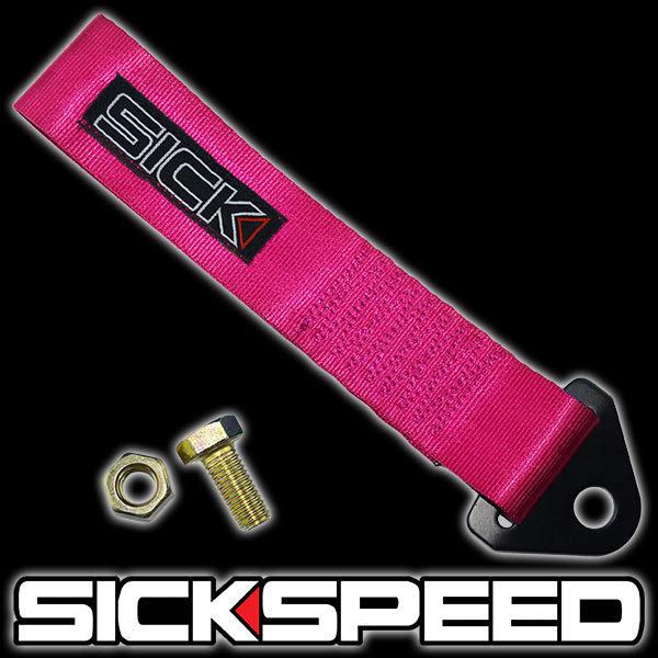 Pink high strength racing tow strap set for front/rear bumper hook truck/suv i