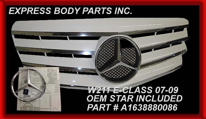 07-09 w211 e-class mercedes grille white e550 e350 e63 e320 bumper hood new