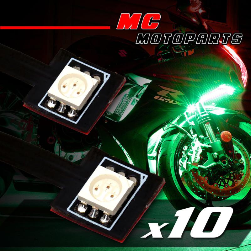 10 pcs green tiny frame smd led 5050 12v accent lights for suzuki motorcycle