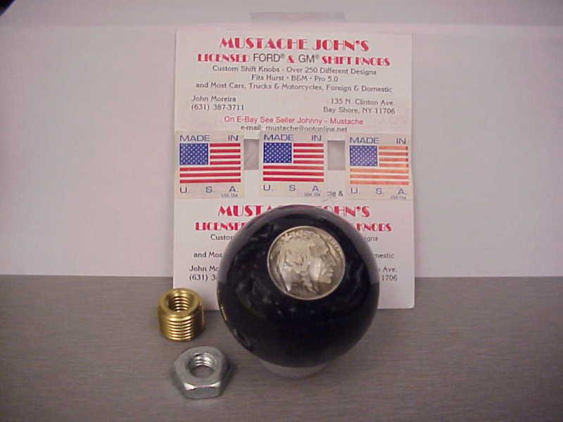 1936 indian head nickel, custom made shift knob, (black pearl) jockey shift