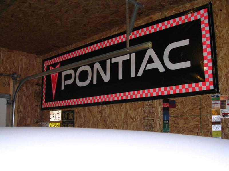 34"x114" pontiac black logo car dealer banner flag sign