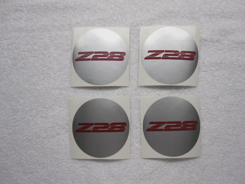 1996-2002 camaro z28 zr1 wheel center cap decals - silver w/red letters