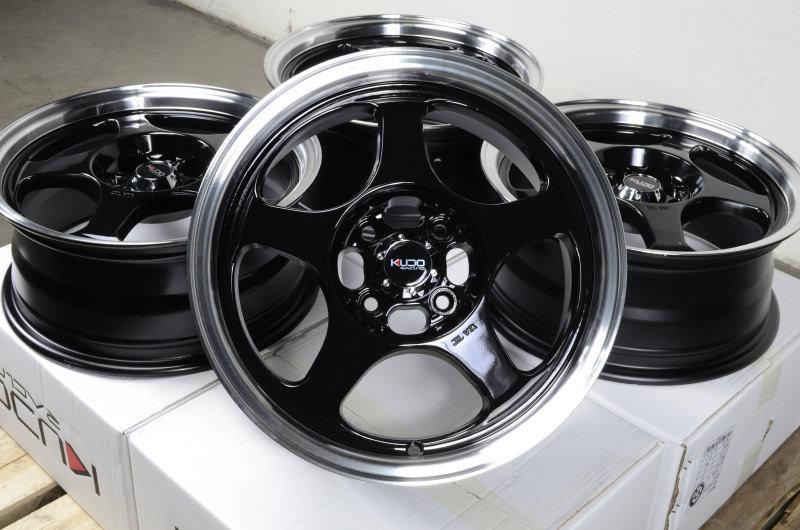 15" black wheels rims 4x100 corolla golf jetta scion cobalt integra escort civic