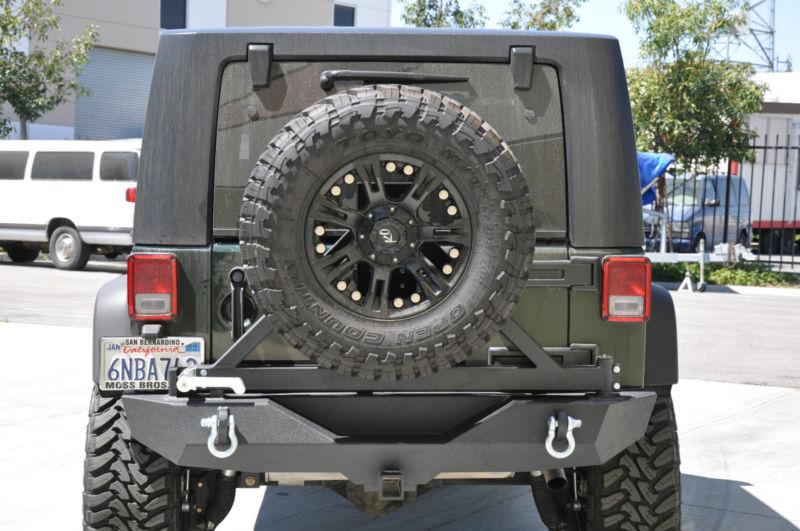 Jeep wrangler rear bumper and tire carrier off road black steel tow jk black 4x4