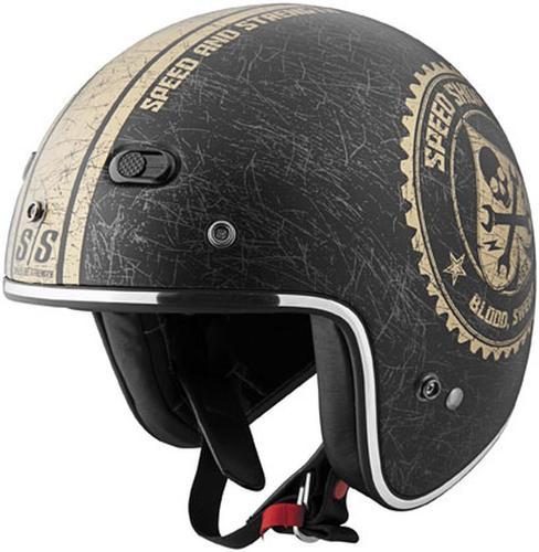 Speed & strength ss600 open-face speed shop helmet,flat/matte black/gold,xs