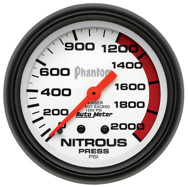 Auto meter 5828 phantom 2 5/8" mechanical nitrous pressure gauge 0-2000 psi