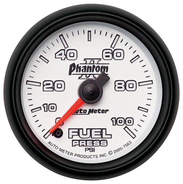 Auto meter 7563 phantom ii 2 1/16" electric fuel pressure gauge 0-100  psi