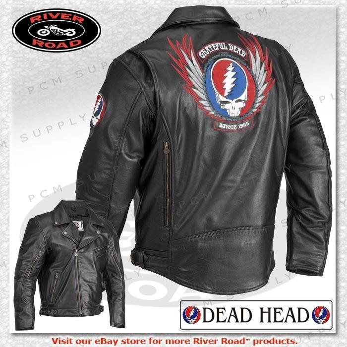 River road grateful dead steal your face 1965 leather motorcycle biker jacket