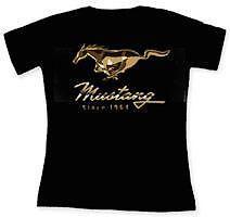 Mustang ladies golden tri bar since 1964 t-shirt