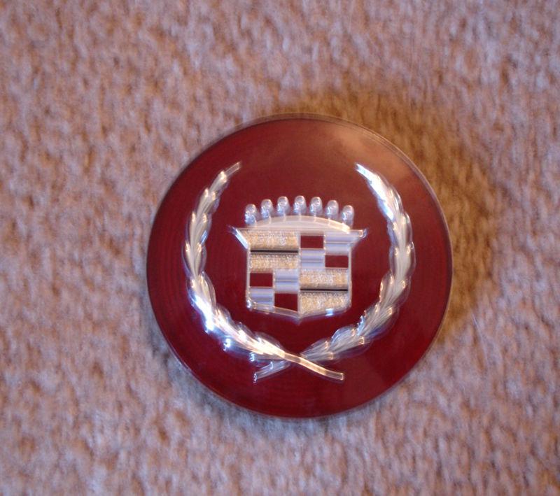 Vintage 1970s cadillac emblem red gold silver crown hood trunk latch door gm 