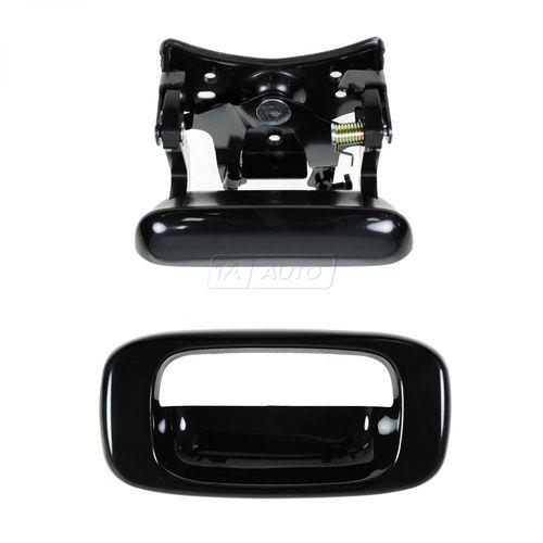 Tailgate handle and bezel set smooth black for 99-06 chevy gmc silverado sierra