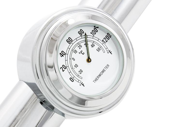 7/8" 1" handlebar chrome white dial temp thermometer for honda vt vtx cb cruiser