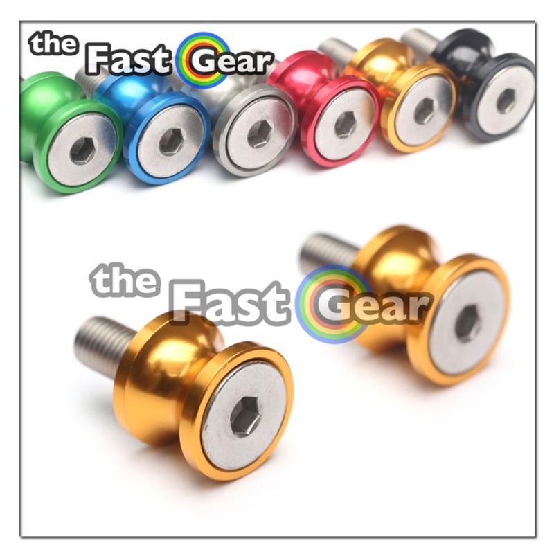 Gold cnc billet swingarm spools kawasaki zx-6r 6rr zx-10r ninja 04-07 03-10 