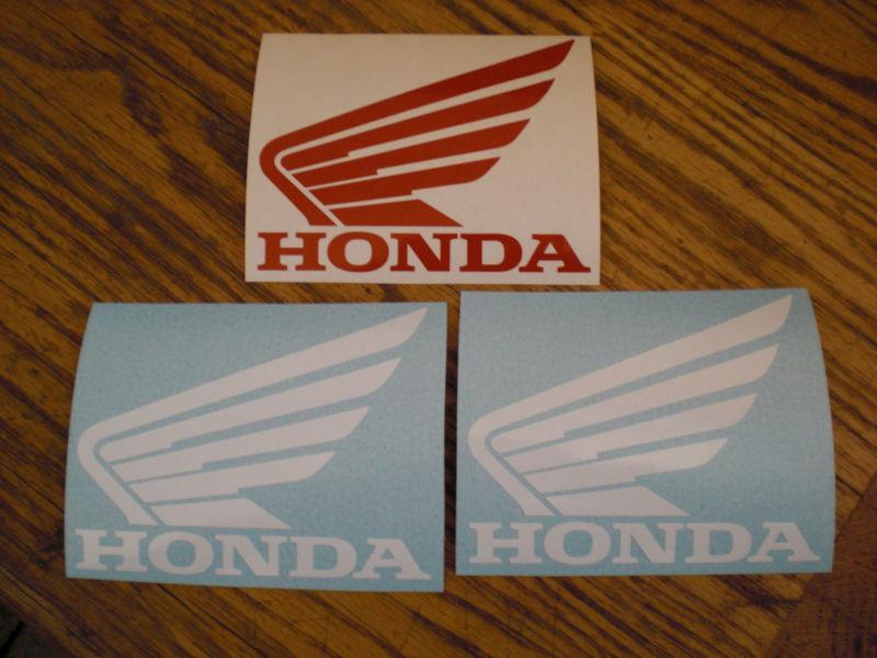 Honda 'wing' stickers_(3 total)_1 red, 2 white_4" x 3 1/4" die-cut vinyl