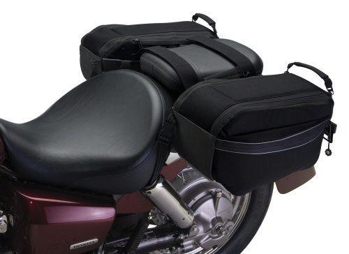 New motogear motorcycle dual adjustable saddle bags padded protection riders 