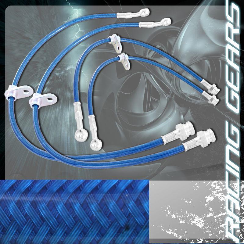 97-01 honda prelude bb6 h22a4 14 blue front rear stainless steel hose brake line