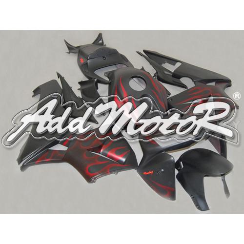Injection molded fit 2005 2006 cbr600rr 05 06 red flame flat black fairing 65n35