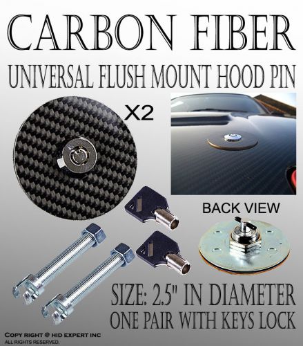 Icbeamer carbon fiber racing bonnet flush plus key hood pin latch kit dw11184