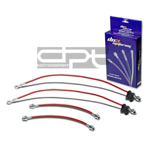 Accord ca replacement front/rear stainless hose red pvc coated brake lines kit