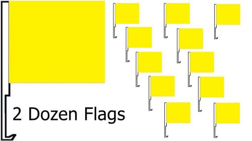 Car dealer supplies 24 car window clip on flags solid bright sun yellow banner