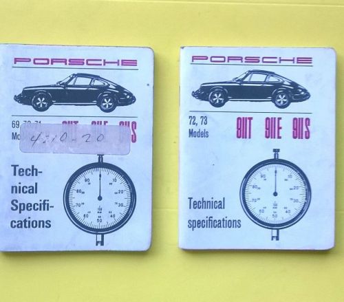 Porsche technical specification booklets (2)1969 to 1973 t/e/s (used)