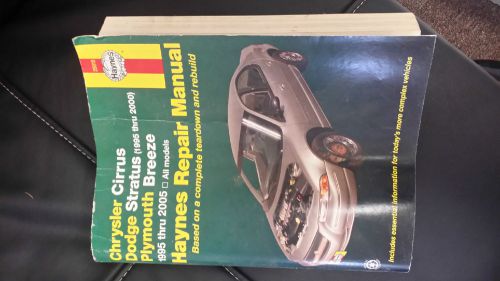 Haynes repair manual chrysler cirrus dodge stratus plymouth breeze 1995-2000