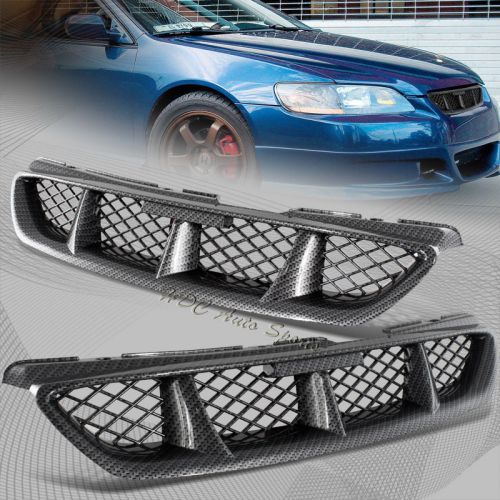 For 1998-2002 honda accord coupe mug carbon look front hood bumper grille grill
