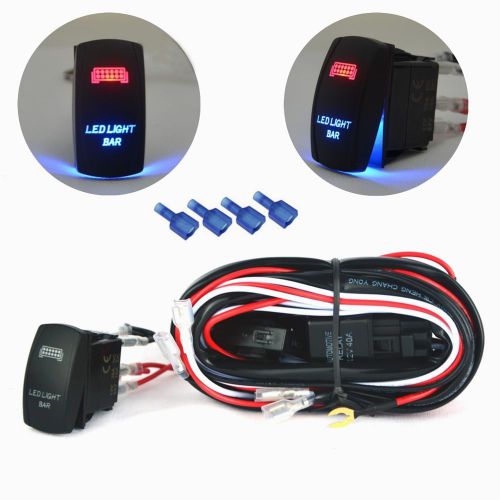 Wiring loom harness kit with fuse relay car auto led work light red blue switch