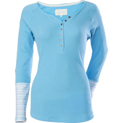 Divas snowgear henley womens long sleeve thermal t-shirt arctic blue/white